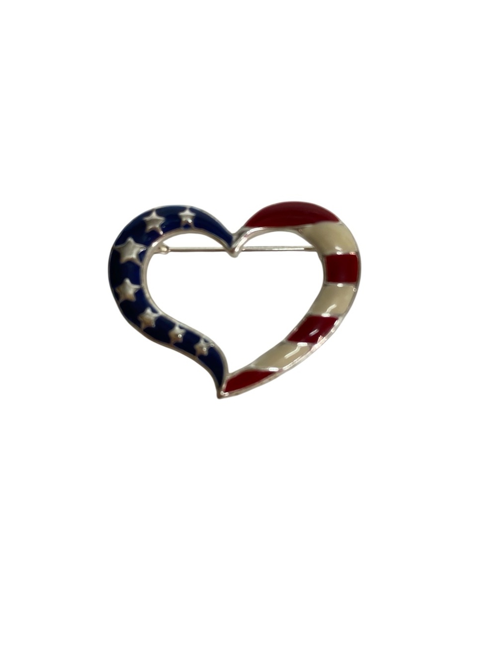 Vintage Avon Enamel Patriotic Heart American Flag Collectible Pin Brooch Accent